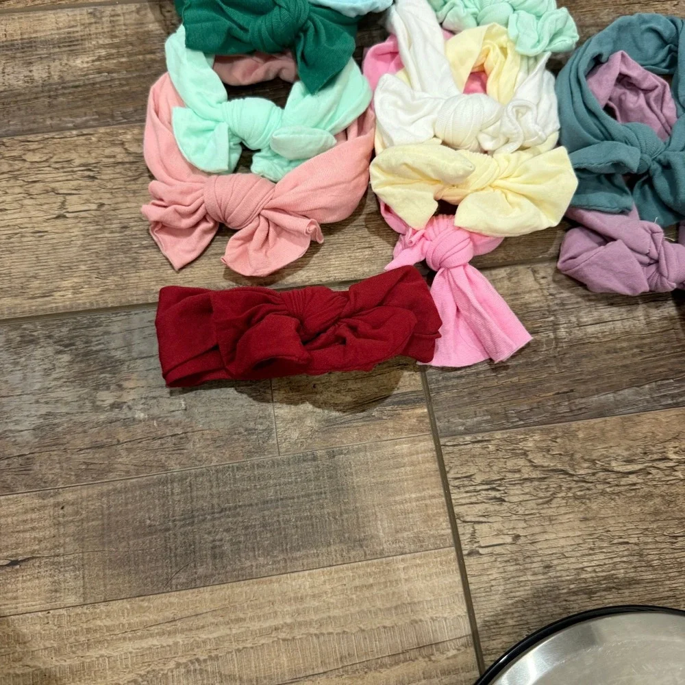 Baby Toddler Soft Fabric Headband‎ Bows Assorted Colors Pack 10